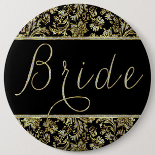 Bóton Redondo 15.24cm Texto Brilhante Preto, Dourado e Escuro das Damas