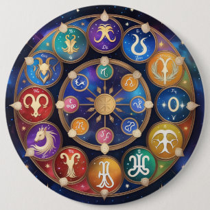 Bóton Redondo 15.24cm  the circle with the zodiac signs