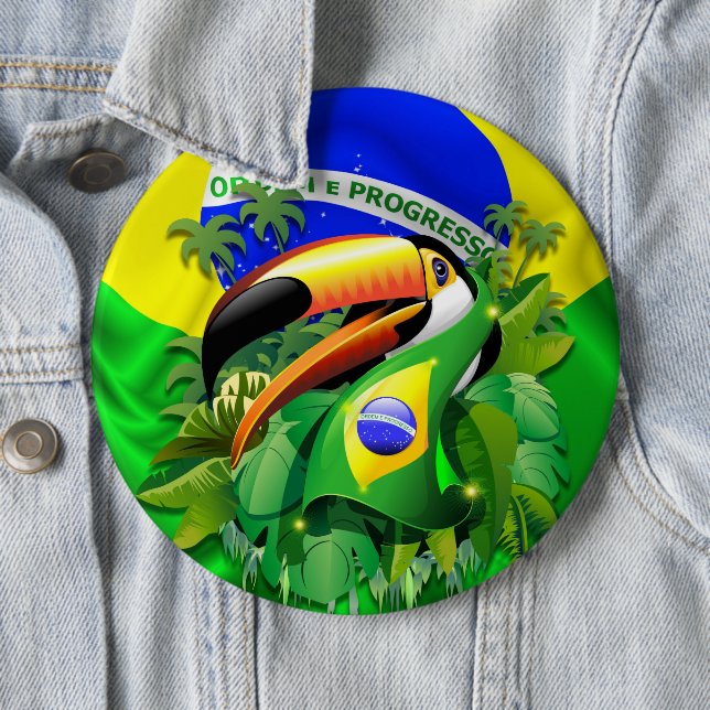 Bóton Redondo 15.24cm Toco Toucan com bandeira do Brasil (In Situ)