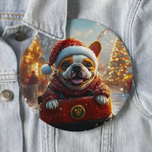 Bóton Redondo 15.24cm Touro Terrier Cachorro Porta copos Natal