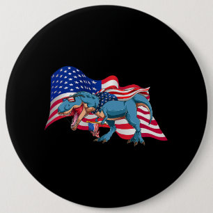 Bóton Redondo 15.24cm TRex Dinossaur American Flag 4 De Julho Independen