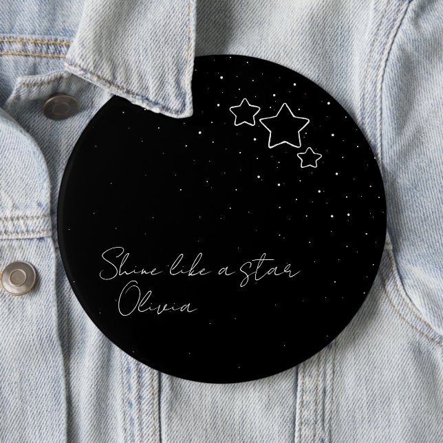 Bóton Redondo 15.24cm Trio de estrelas em preto e branco com mensagem e  (In Situ)