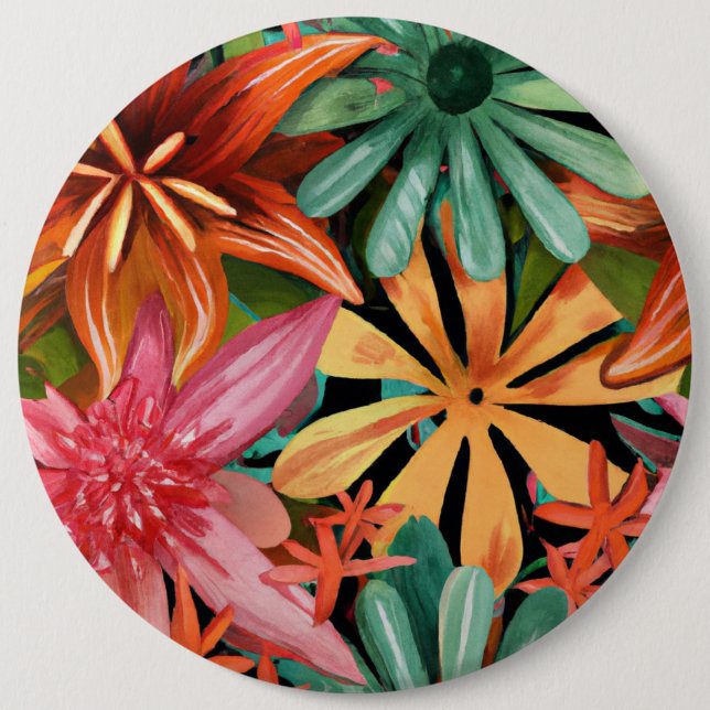 Bóton Redondo 15.24cm tropical/havaiano/floral/floral (Frente)