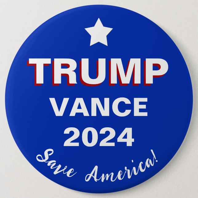 Bóton Redondo 15.24cm Trump Vance 2024 Salve a América! (Frente)