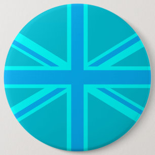 Bóton Redondo 15.24cm Turquoise Union Jack British Flag Design