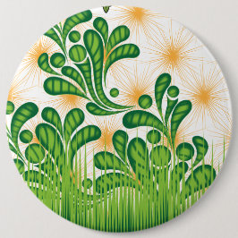 Bóton Redondo 15.24cm Um padrão artístico verde e dourado representando 