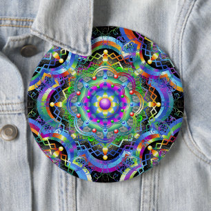 Bóton Redondo 15.24cm Universo Mandala Cores Psicodélicas