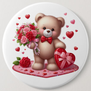 Bóton Redondo 15.24cm Urso de pelúcia Dia de os namorados