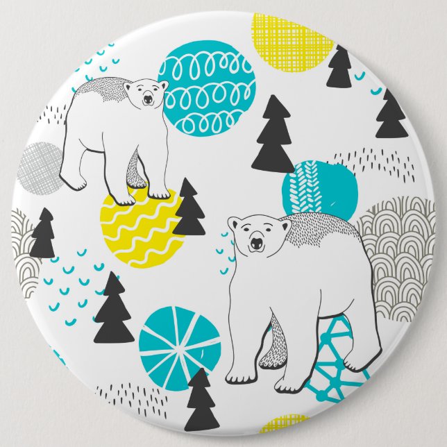 Bóton Redondo 15.24cm Urso polar (Frente)