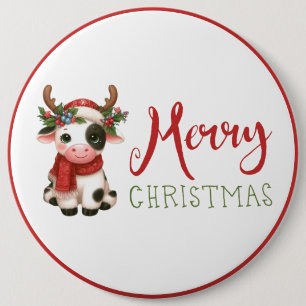 Bóton Redondo 15.24cm Vaca doce de Natal feliz