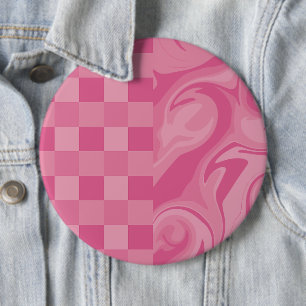 Bóton Redondo 15.24cm Verificações e espirais - Rosa