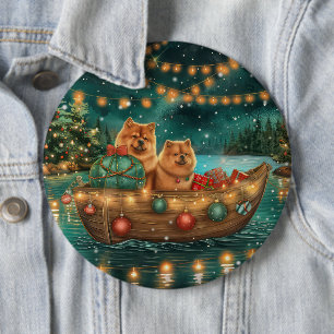 Bóton Redondo 15.24cm Viagem Festiva de Natal do Chow Chow