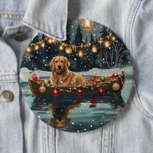 Bóton Redondo 15.24cm Viagem Festiva de Natal do Golden Retriever