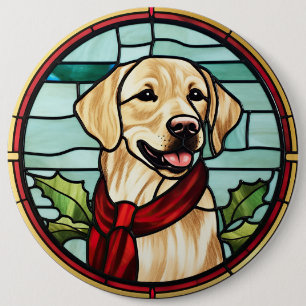 Bóton Redondo 15.24cm Vidro Pintado de Natal Labrador