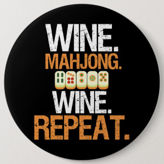 Bóton Redondo 15.24cm Vinho Mahjong Vinho Repito Jogador De Casino Jogo 