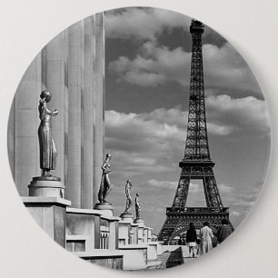 Bóton Redondo 15.24cm Vintage France Paris Eiffel torre Chaillot Palace