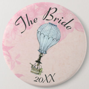 Bóton Redondo 15.24cm Vintage Hot Air Balloon Casamento Personalizável d