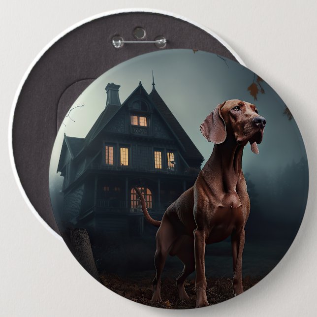 Bóton Redondo 15.24cm Vizsla Halloween Scary (Frente & Verso)
