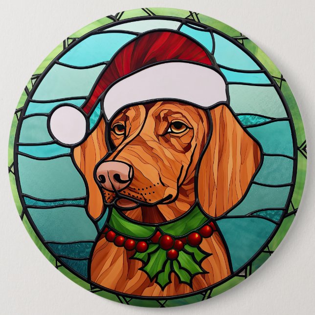 Bóton Redondo 15.24cm Vizsla Sied Glass Christmas (Frente)