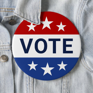 Bóton Redondo 15.24cm Votar Eleições Vermelhas e Azuis