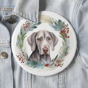 Bóton Redondo 15.24cm Weimaraner Christmas Wreath Festivo Pup