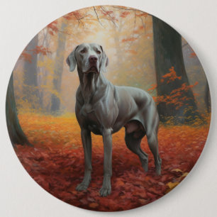 Bóton Redondo 15.24cm Weimaraner das Folhas de outono cai inspirado