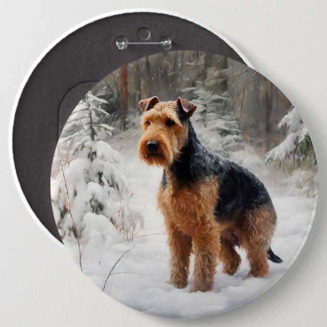 Bóton Redondo 15.24cm Welsh Terrier Deixe Nevar Natal (Frente & Verso)
