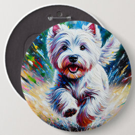 Bóton Redondo 15.24cm West Highland White Terrier "Westie" Dog Portrait