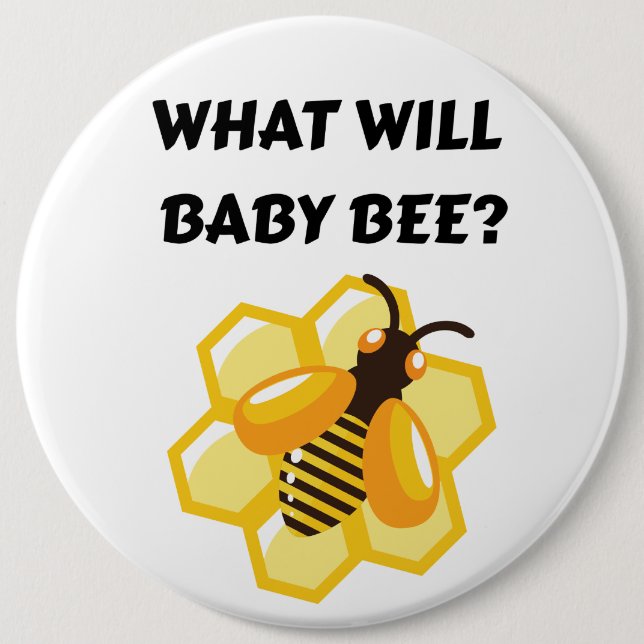 Bóton Redondo 15.24cm What Will Baby Bee gender reveal party (Frente)