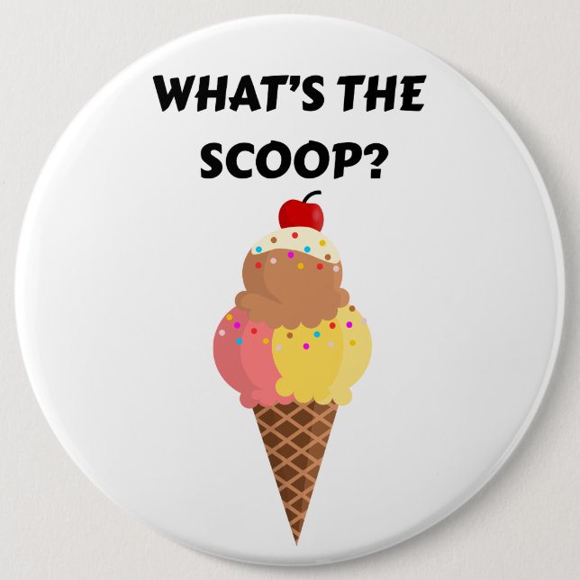 Bóton Redondo 15.24cm What's the Scoop gender reveal party (Frente)