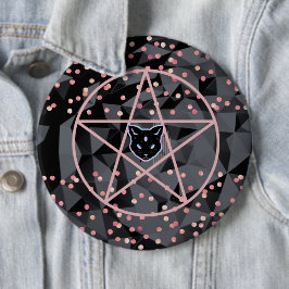 Bóton Redondo 15.24cm WiizyWitch Magic Witch Cosmic Cat Pentacle Magick