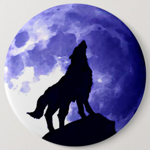 Bóton Redondo 15.24cm Wolf Silhouette e Lua Completa