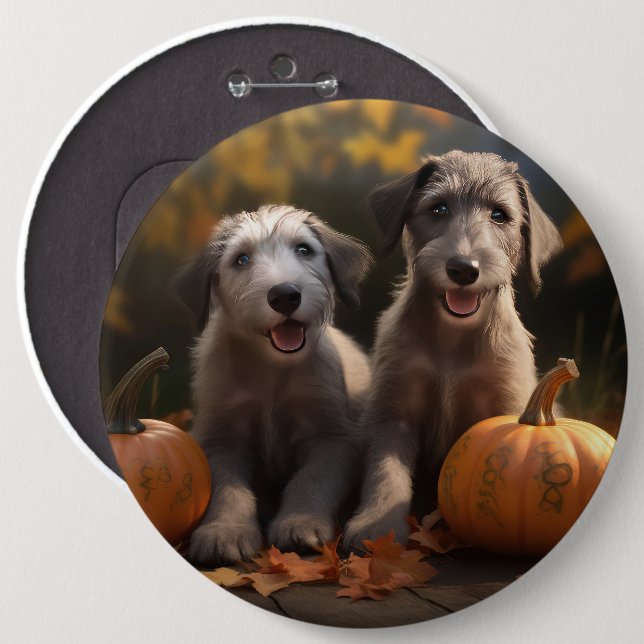 Bóton Redondo 15.24cm Wolfhound Puppy Autumn Delight Pumpkin (Frente & Verso)