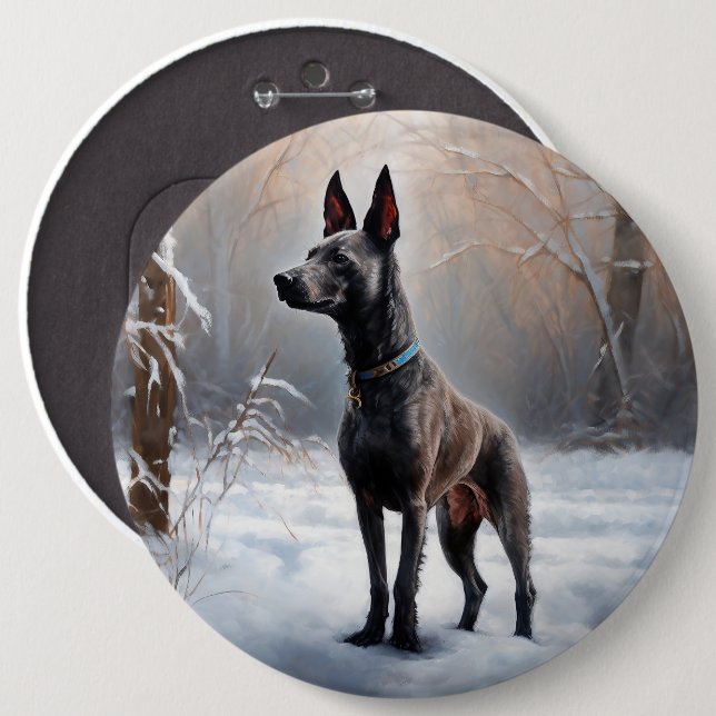 Bóton Redondo 15.24cm Xoloitzcuintli Deixa-o nevar no Natal (Frente & Verso)