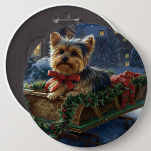 Bóton Redondo 15.24cm Yorkshire Terrier Christmas Fesason