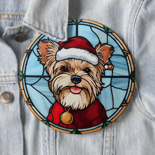 Bóton Redondo 15.24cm Yorkshire Terrier StainGlass Christmas