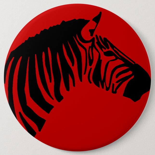 BÓTON REDONDO 15.24CM ZEBRA NO BOTÃO VERMELHO (Frente)