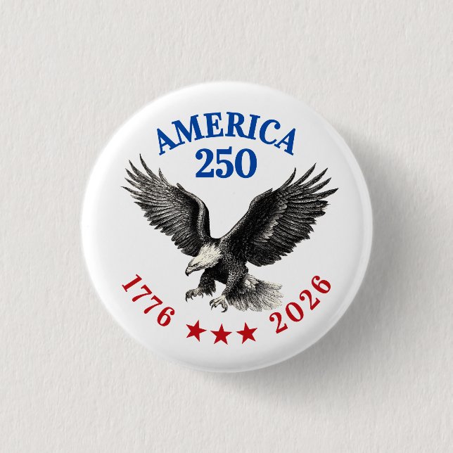 Bóton Redondo 2.54cm 250th Anniversary USA 2026 Bald Eagle  (Frente)