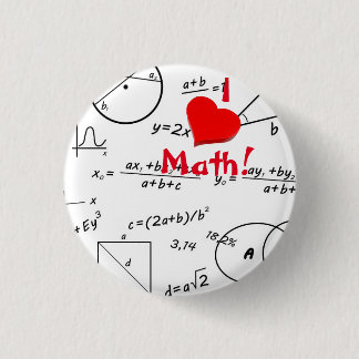 Bóton Redondo 2.54cm 3D Eu adoro o quadro branco de matemática