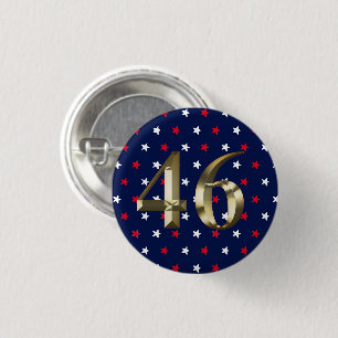 Bóton Redondo 2.54cm "46" Biden Presidente, Biden Harris 2020 Dourado B