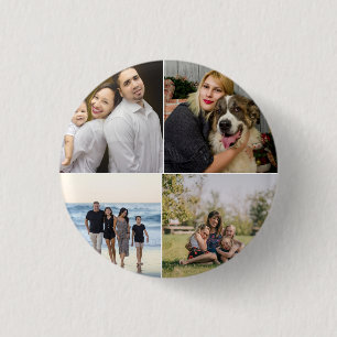 Bóton Redondo 2.54cm  4 Colagem de Fotos de Família Personalizada