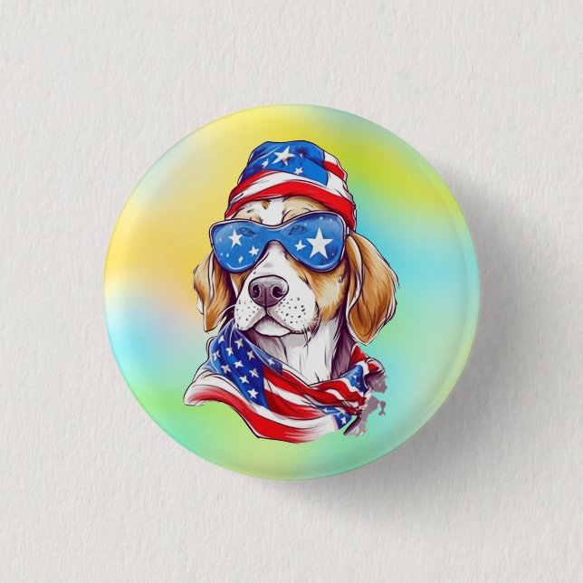 Bóton Redondo 2.54cm 4th Of July Dog Sublimation-66361 (Frente)