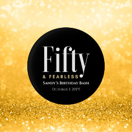 Bóton Redondo 2.54cm 50 e imbecil, Elegante moderno preto, personalizad