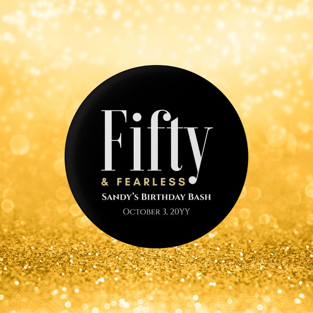 Bóton Redondo 2.54cm 50 e imbecil, Elegante moderno preto, personalizad (Criador carregado)