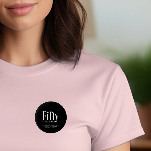 Bóton Redondo 2.54cm 50 e imbecil, Elegante moderno preto, personalizad (Criador carregado)