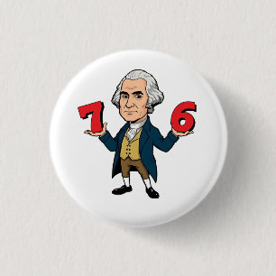 Bóton Redondo 2.54cm 67 George Washington 7-6 Seis Sete Meme 67