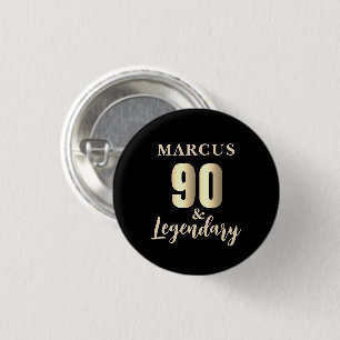 Bóton Redondo 2.54cm 90 & Lendário Ouro Aniversário de 90 anos