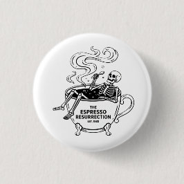 Bóton Redondo 2.54cm A Ressurreição do Espresso Esqueleto Divertido Caf