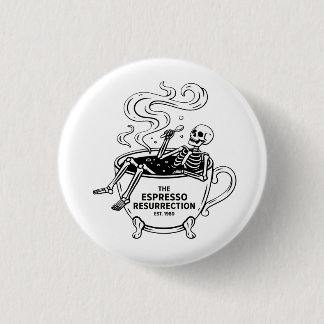 Bóton Redondo 2.54cm A Ressurreição do Espresso Esqueleto Divertido Caf