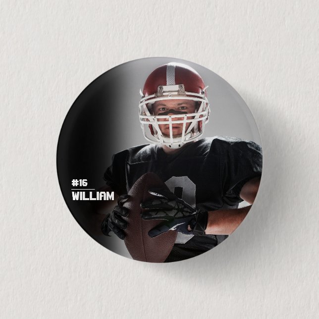 Bóton Redondo 2.54cm A sua foto personalizada de futebol ou a sua volta (Frente)